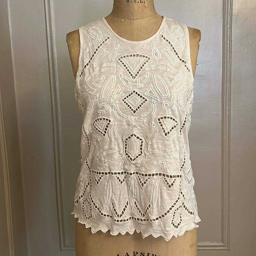 Pre Owned Lucky Brand Knit Embroidered Tank Top
